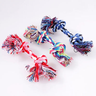 Random Color Pet Dog Toy Bite Rope Double Knot Cotton Rope