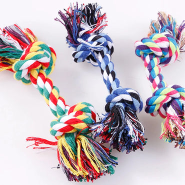 Random Color Pet Dog Toy Bite Rope Double Knot Cotton Rope