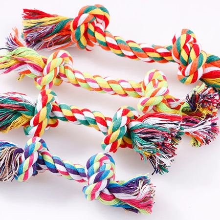 Random Color Pet Dog Toy Bite Rope Double Knot Cotton Rope