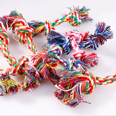 Random Color Pet Dog Toy Bite Rope Double Knot Cotton Rope