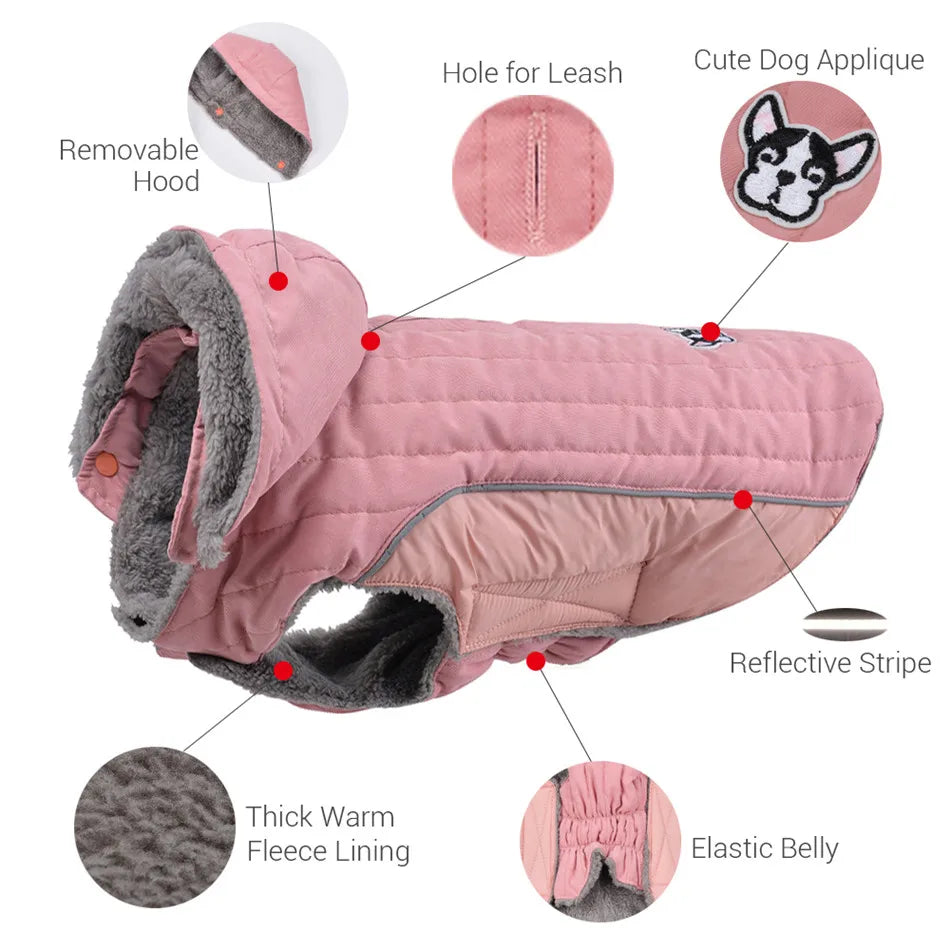 Winter Dog , Jacket Warm , Removable Hood