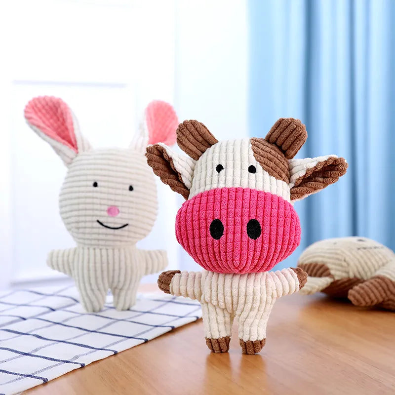 Plush Toys Squeak Pet Cow Rabbit Dog Cat Toys