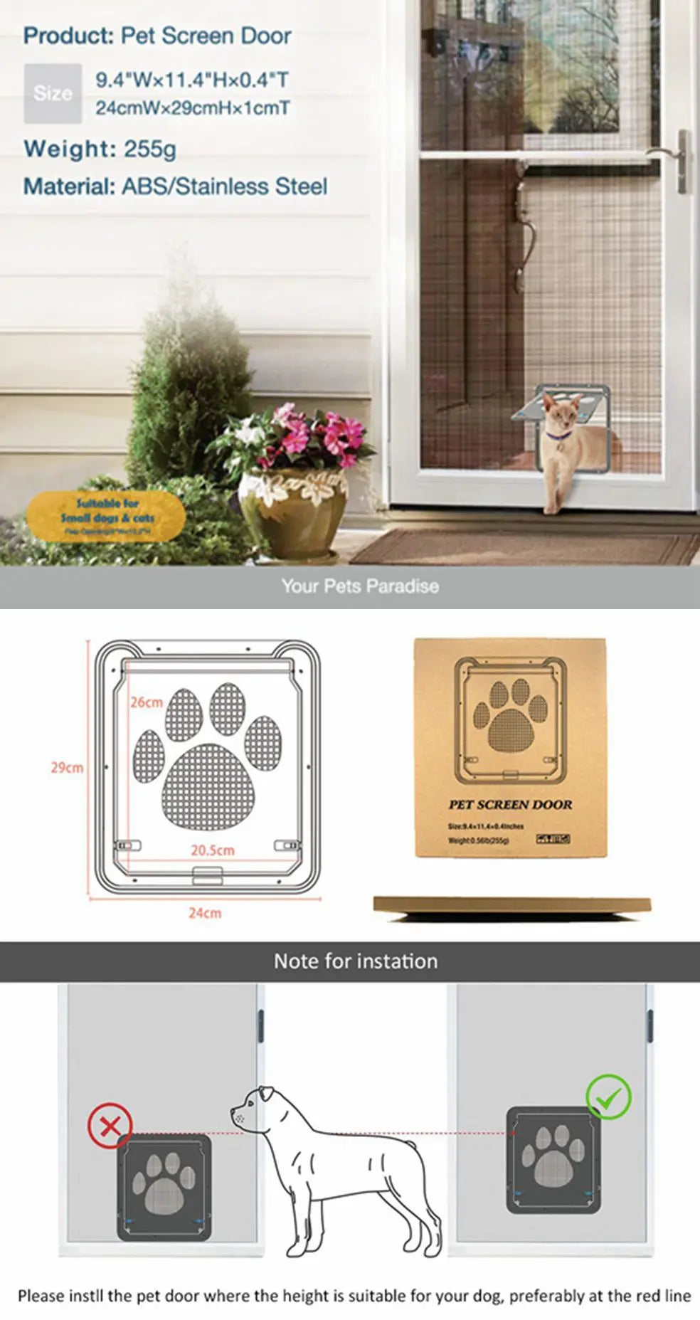 Pet Door Safety Locking Magnetic Screen With Locking Magnetic Screen Dog Paw Prints Anti Bite Cat Screen Door Pet Doorway