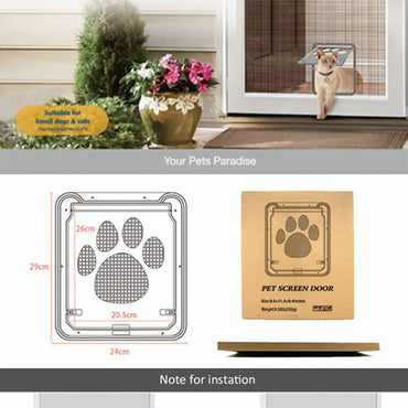 Pet Door Safety Locking Magnetic Screen With Locking Magnetic Screen Dog Paw Prints Anti Bite Cat Screen Door Pet Doorway