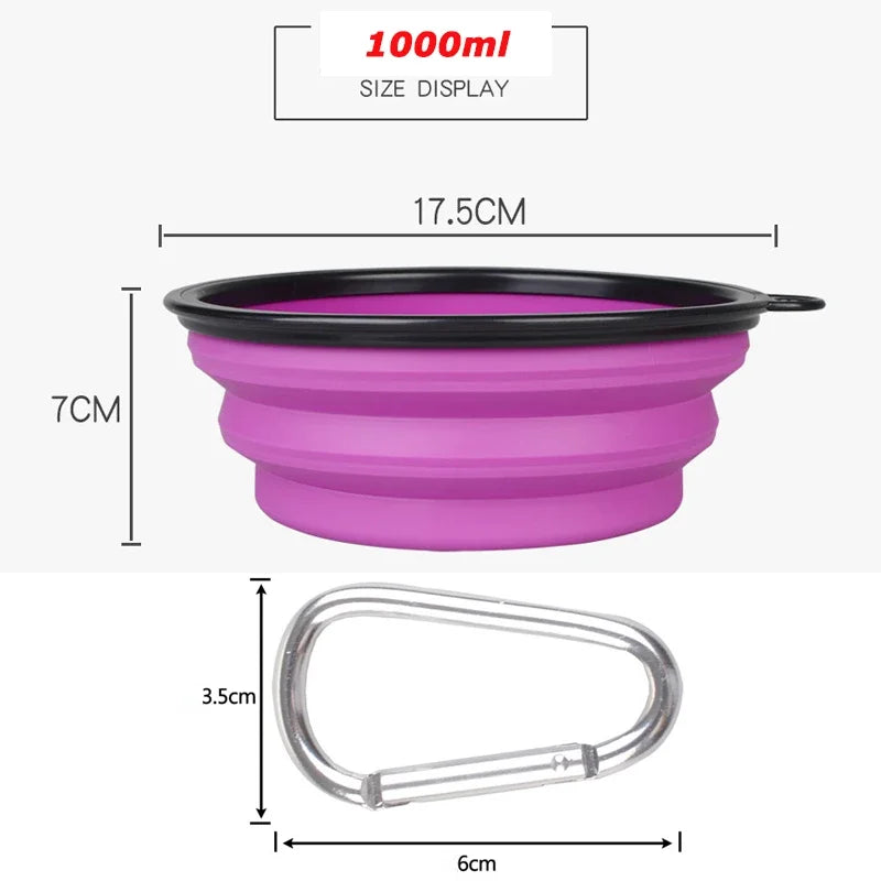 Large Collapsible Dog Pet Folding Silicone Bowl Outdoor Travel Portable