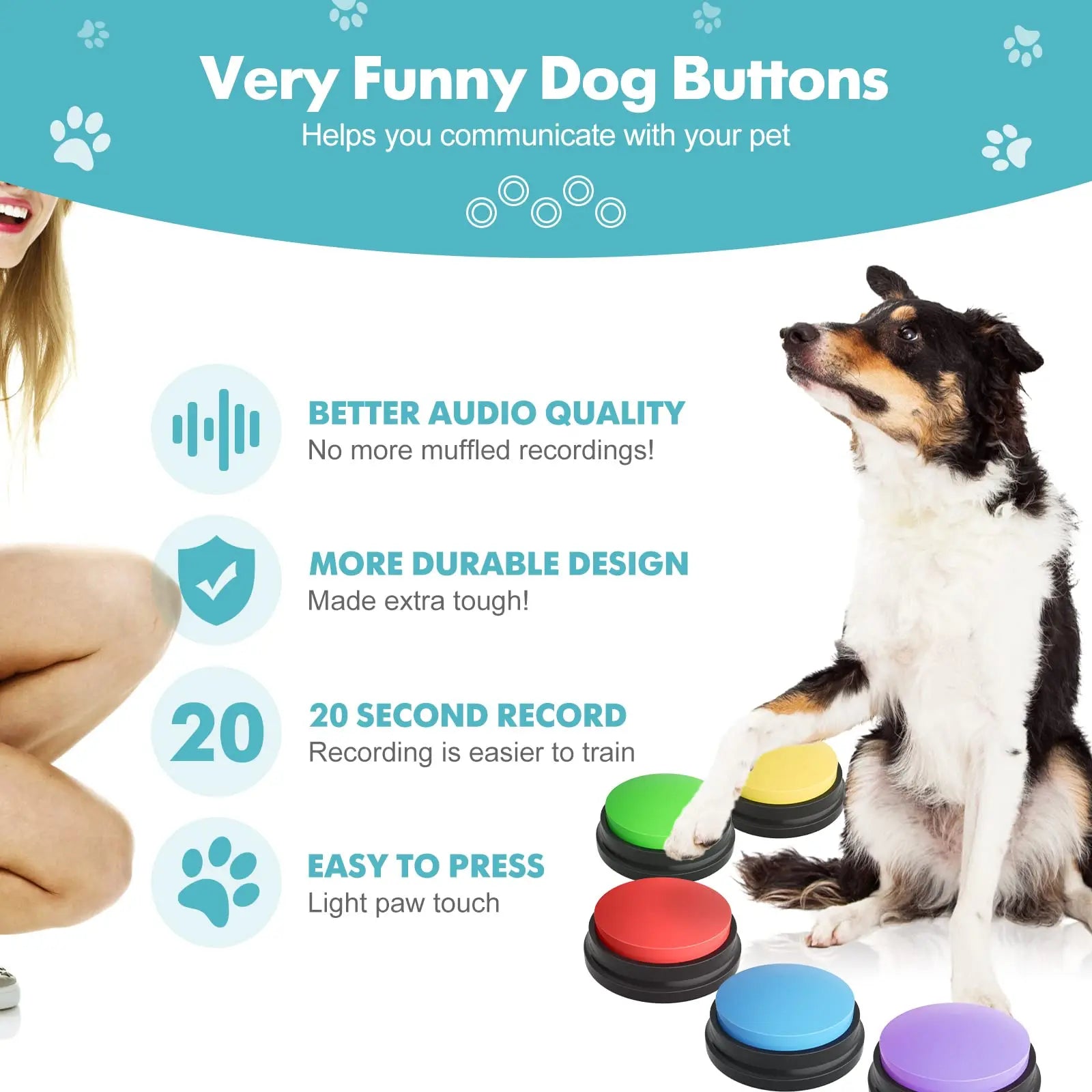 Voice Recording Button Pet Toys Dog Buttons for Communication Pet Training