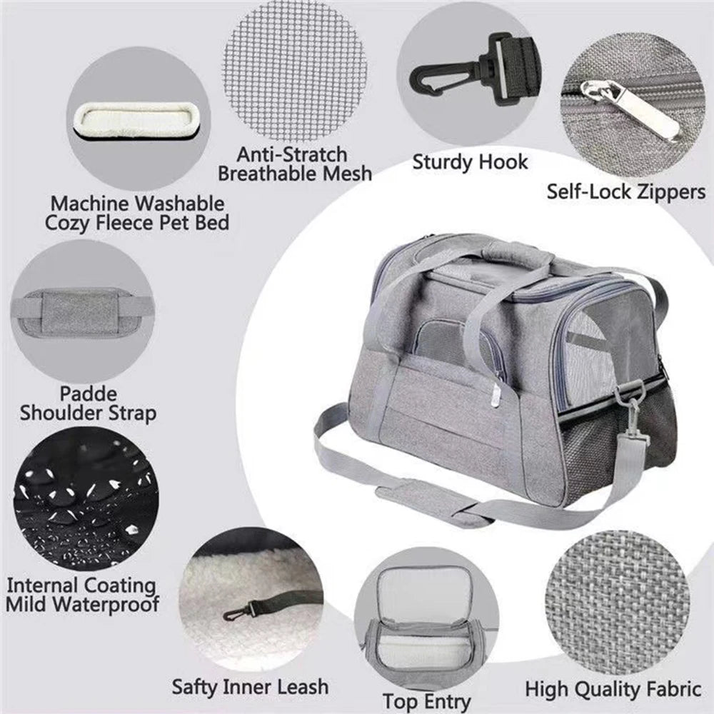 Pet Carrier Portable Cat And Dog  Bag Breathable Pet Car Carrying Bag