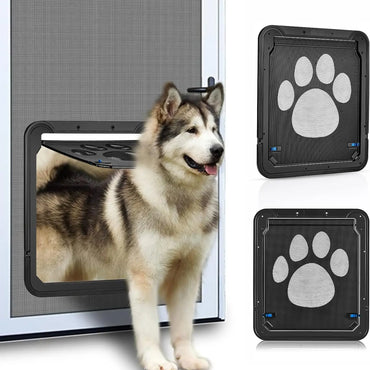 Pet Door Safety Locking Magnetic Screen With Locking Magnetic Screen Dog Paw Prints Anti Bite Cat Screen Door Pet Doorway