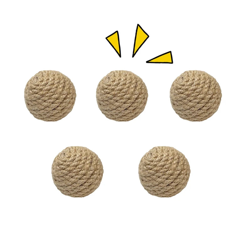 5PCS Cats Sounding Ball Interactive Handmade Sisal Cat Scratching Ball