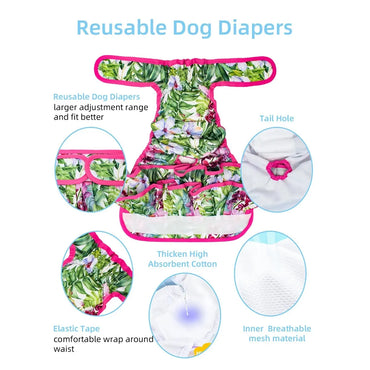 1PC Female Dog Diaper Dress Highly Absorbent Dog Diapers for Girl Dogs, Washable Dog