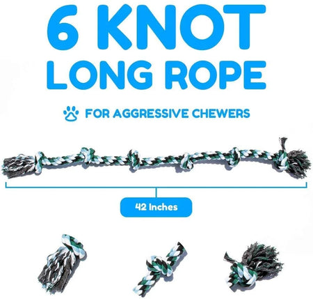 Dog Rope Toy for Extra Large Dogs-Indestructible Dog Toy for Aggressive Chewers and Large Breeds 42IN Long 6 Knot