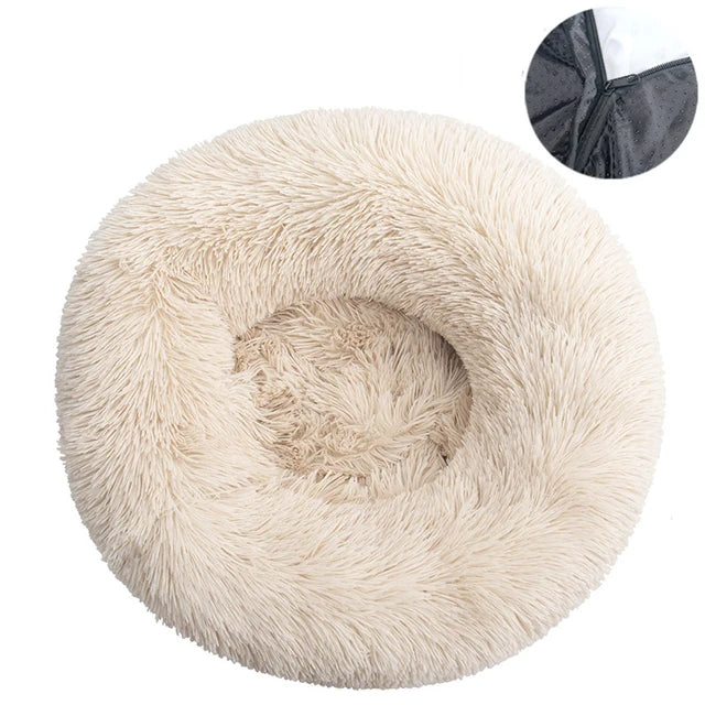 Pet Dog Bed for Dog Large Cat House Round Plush Mat Sofa Pet Calming Bed Dog Donut Bed Pet Bed with Zipper Removable Cover