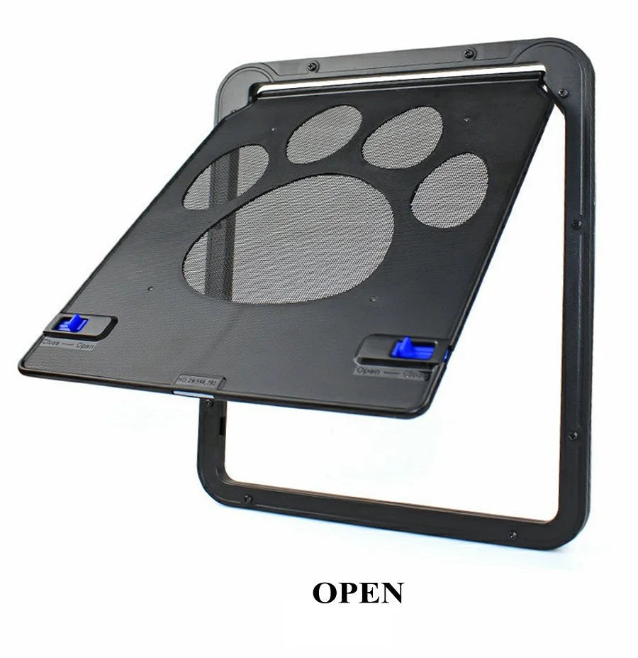 Pet Door Safety Locking Magnetic Screen With Locking Magnetic Screen Dog Paw Prints Anti Bite Cat Screen Door Pet Doorway