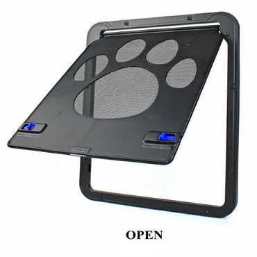 Pet Door Safety Locking Magnetic Screen With Locking Magnetic Screen Dog Paw Prints Anti Bite Cat Screen Door Pet Doorway