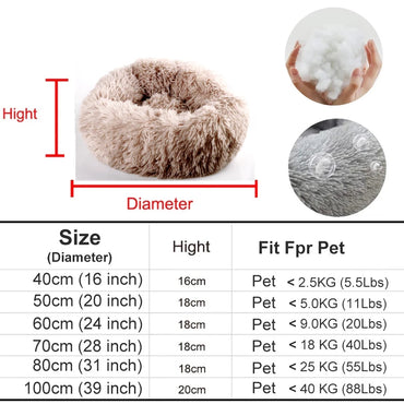 Pet Dog Bed for Dog Large Cat House Round Plush Mat Sofa Pet Calming Bed Dog Donut Bed Pet Bed with Zipper Removable Cover