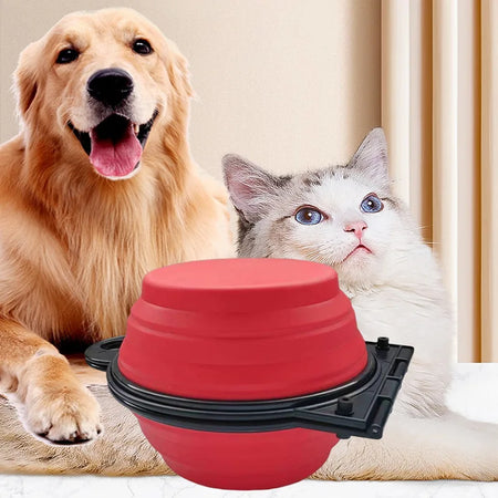 1-piece 2-in-1 foldable dual bowl feeding bowl portable - travel dog and cat drinking bowl