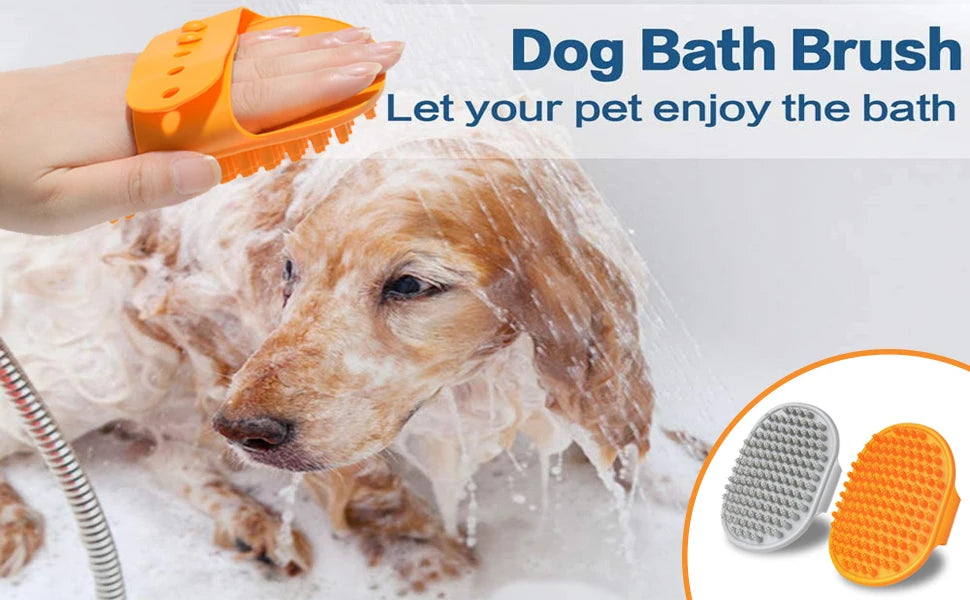 Dog Bath Brush, Dog Grooming Shedding Soothing Massage