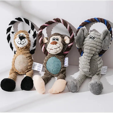 Dog Plush Toys Pet Squeaky Animal Toy Dog Bite-Resistant Clean Teeth Chew Toy