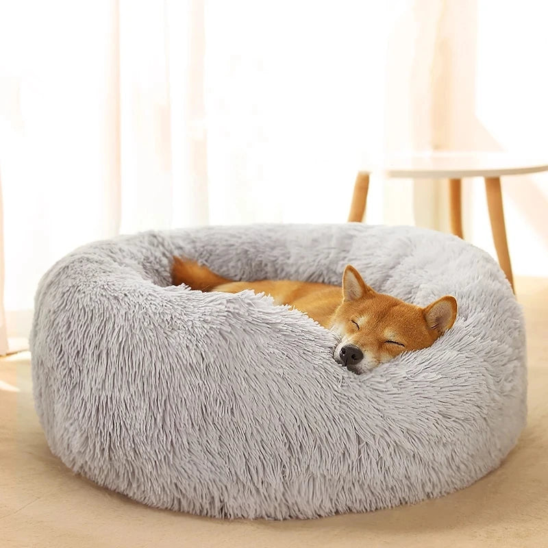 Round Dog /Cat Bed Super Soft Long Fluffy Pet Sleeping Basket