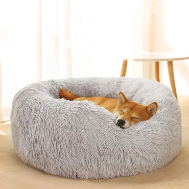 Round Dog /Cat Bed Super Soft Long Fluffy Pet Sleeping Basket