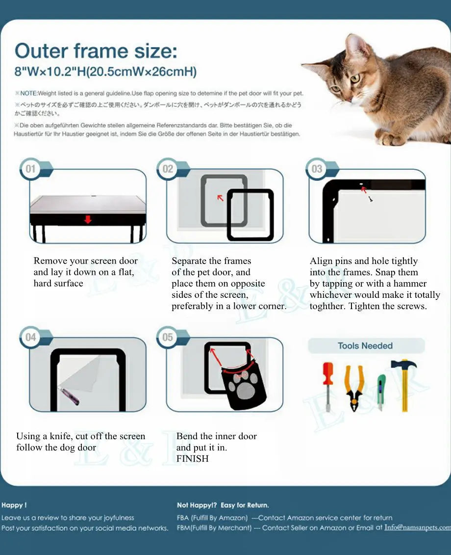 Pet Door New Safe Lockable Magnetic Screen  Easy Install