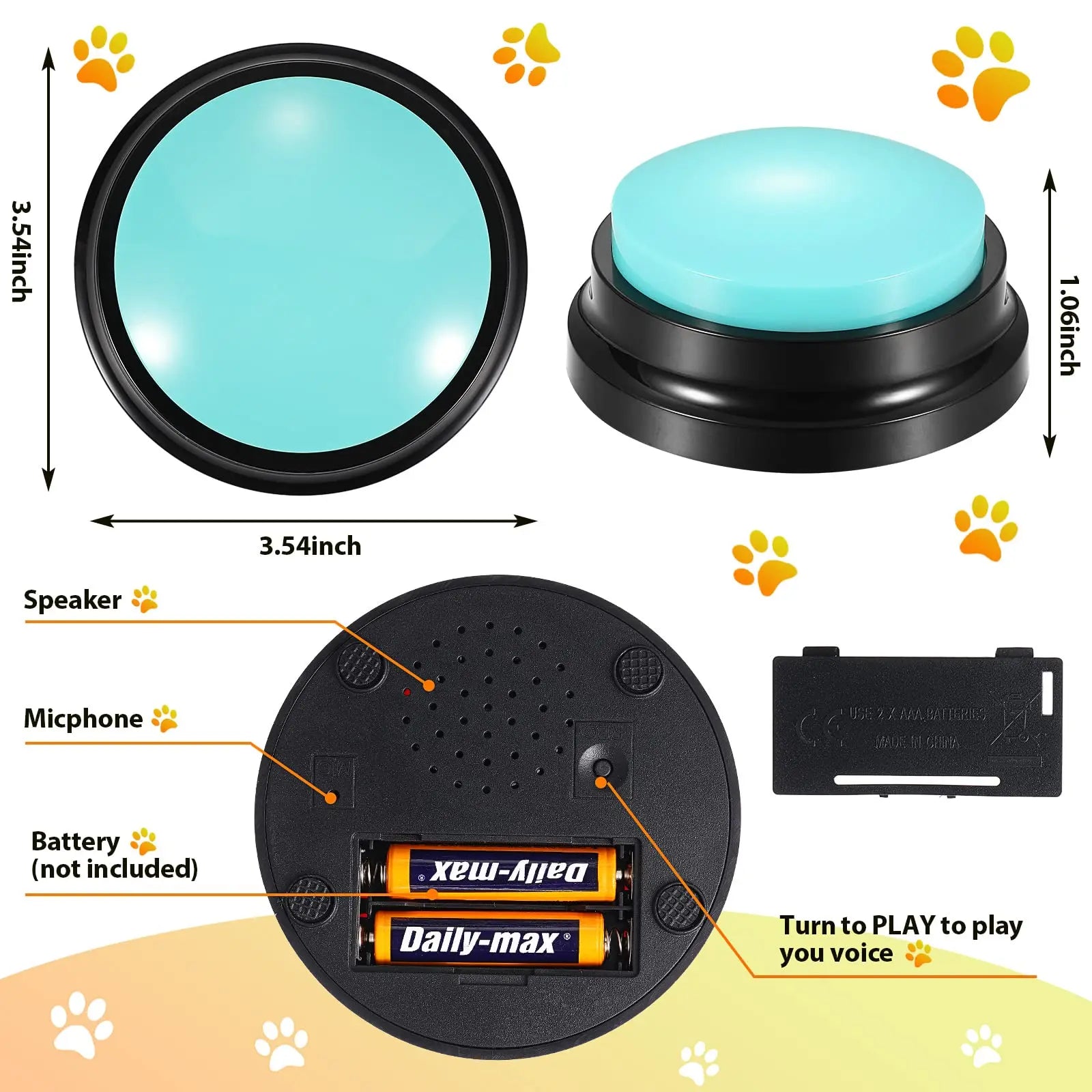 Voice Recording Button Pet Toys Dog Buttons for Communication Pet Training