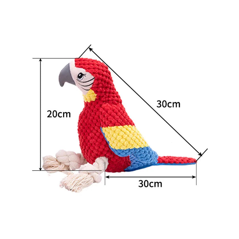 Durable Stuffed Parrot Cotton Rope Toy  Teeth Cleaning